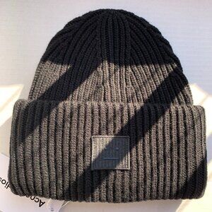 Acne Studios Black Ribbed Knit Beanie